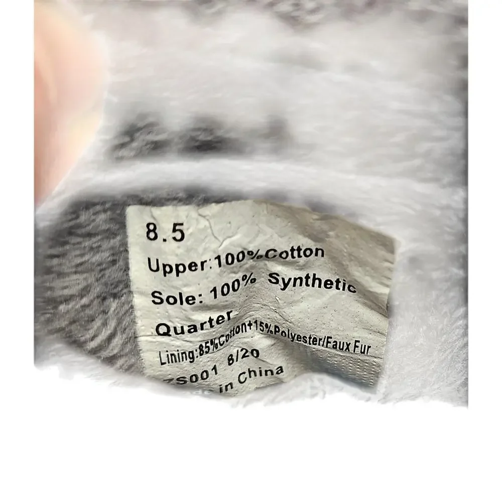 Blowfish Malibu Cotton Ankle Booties Faux Fur 8.5 grey slip on comfort shoe